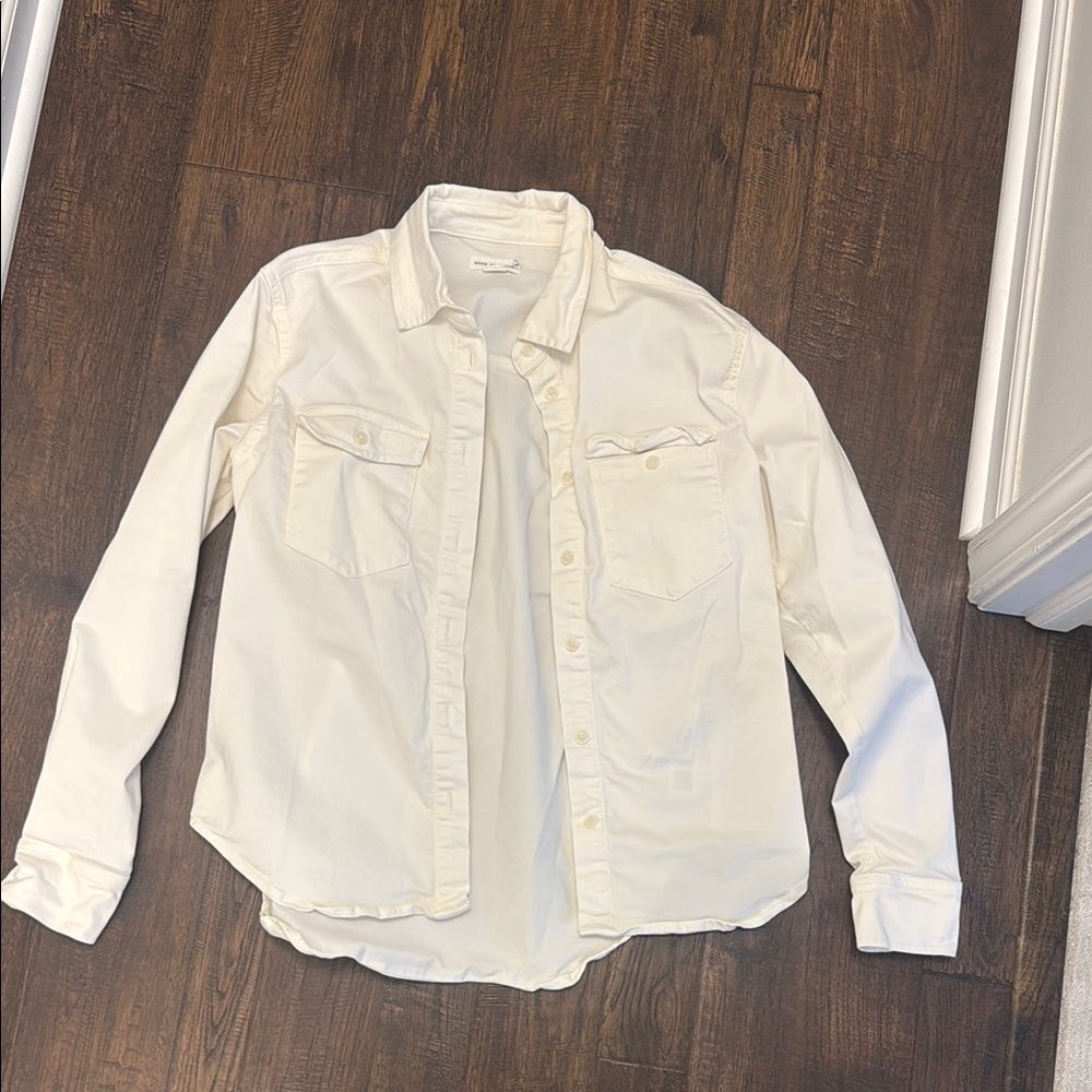 Good American Heavyweight Cream Button-down Shirt